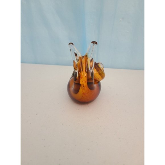 Handblown Murano Art Glass Snail Orange Red Yellow  Figurine 4” - Picture 3 of 4